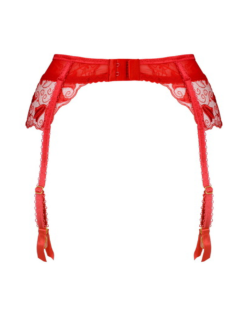 One Second Red garter belt - WHITE RVBBIT