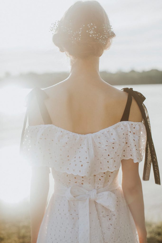 Elsie Embroidered Bralette in White