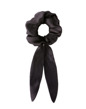 Black bowknot silk scrunchie