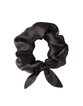 Black silk scrunchie with knot detail