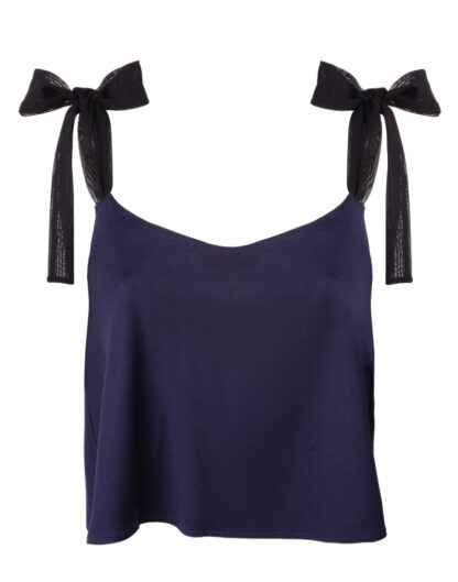First Rose Navy Blue bowknot top