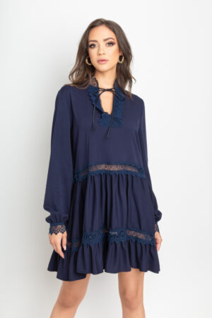 Navy blue Some Hope viscose dress by White Rvbbit