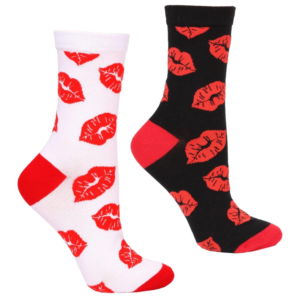 Chaussettes Femme Lèvres Rouges – Lot De 2